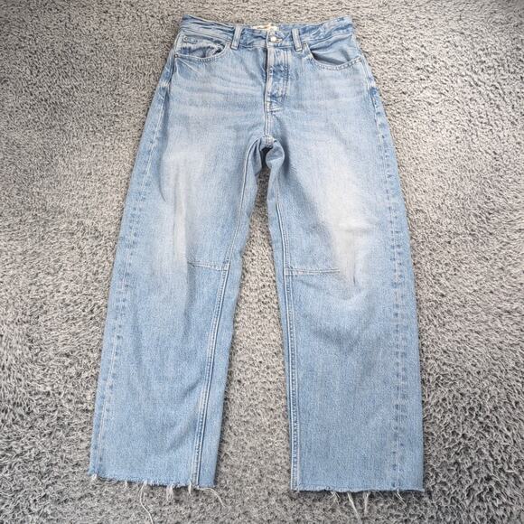 Madewell Jeans Women 25 Blue Darted Barrel Leg Denim Stretch Casual Cropped - Picture 3 of 9